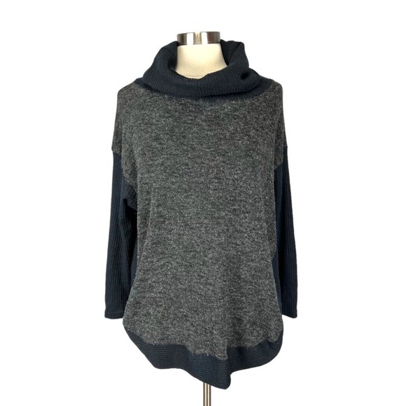 Anthropologie A’Reve Womens Gray Cowl Neck Sweater Fuzzy Oversized size Small - Picture 1 of 15